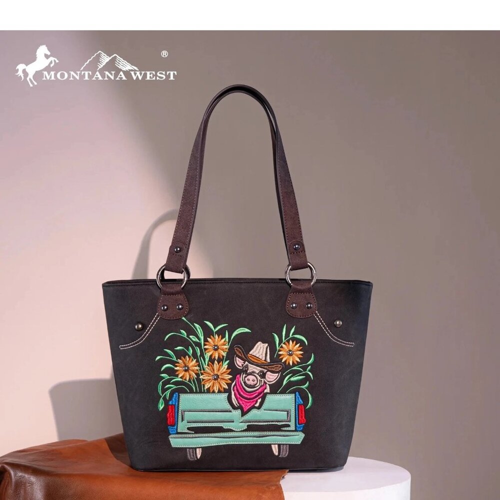 MW1297G-8317 Montana West Embroidered Cutie Cowboy Piglet Collection CC